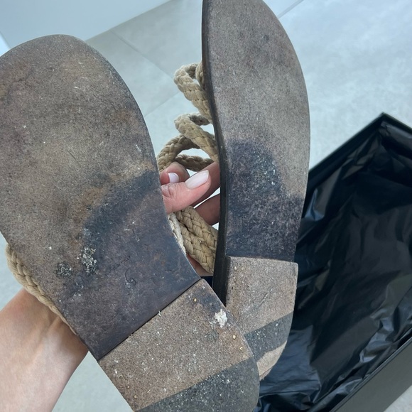 SAINT LAURENT Jude Flat Sandals In Neutral - Ecru 39 - Picture 6 of 9